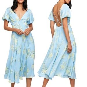 Free People open back floral midi dress *EUC*